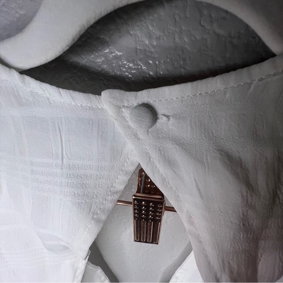 SHEIN | white ruffle minidress long pleasant sleeves & keyhole back; size 6.nwot - Picture 11 of 12